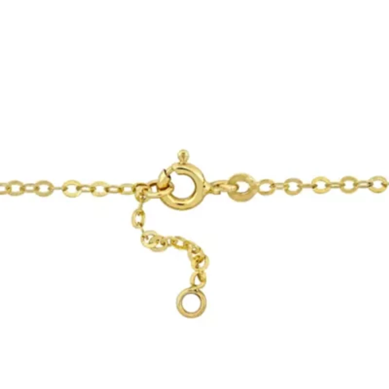 Kid's Pink Heart Charm Bracelet in 14K Yellow Gold - 6.5 + 0.5" Ext.
