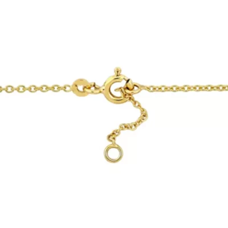 Kid's Enamel Heeart Charm Rolo Bracelet in 14K Yellow Gold - 6.5 + 0.5" Ext.