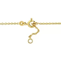 Kid's Enamel Heeart Charm Rolo Bracelet in 14K Yellow Gold - 6.5 + 0.5" Ext.