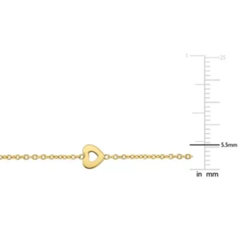 Kid's Enamel Heeart Charm Rolo Bracelet in 14K Yellow Gold - 6.5 + 0.5" Ext.