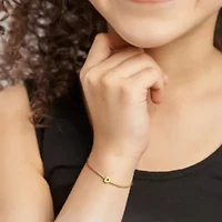 Kid's Enamel Heeart Charm Rolo Bracelet in 14K Yellow Gold - 6.5 + 0.5" Ext.