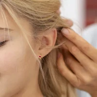 Kid's 15mm Pink Enamel Heart Hoop Earrings in 14K Yellow Gold