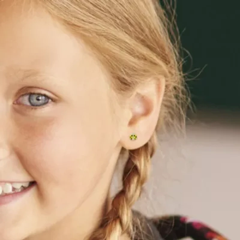 Kid's 2-Piece Set Butterfly, Ladybug & Strawberry Enamel Earrings in Sterling Silver