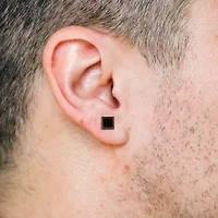 Men's 2-Piece Set Black Onyx Earrings in Yellow Plated Sterling Silver