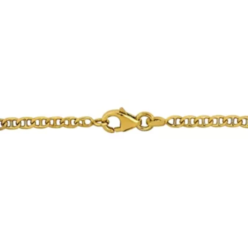 Kid's 2mm Marine Link Chain Bracelet in 14K Yellow Gold - 4.5"+1"EXT