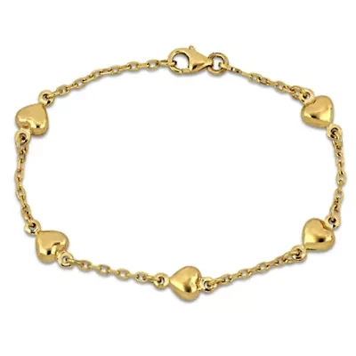 Kid's 2mm Cable Link Heart Bracelet in 14K Yellow Gold - 5.5 In