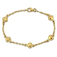 Kid's 2mm Cable Link Heart Bracelet in 14K Yellow Gold - 5.5 In