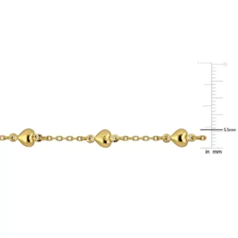 Kid's 2mm Cable Link Heart Bracelet in 14K Yellow Gold - 5.5 In