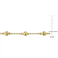 Kid's 2mm Cable Link Heart Bracelet in 14K Yellow Gold - 5.5 In