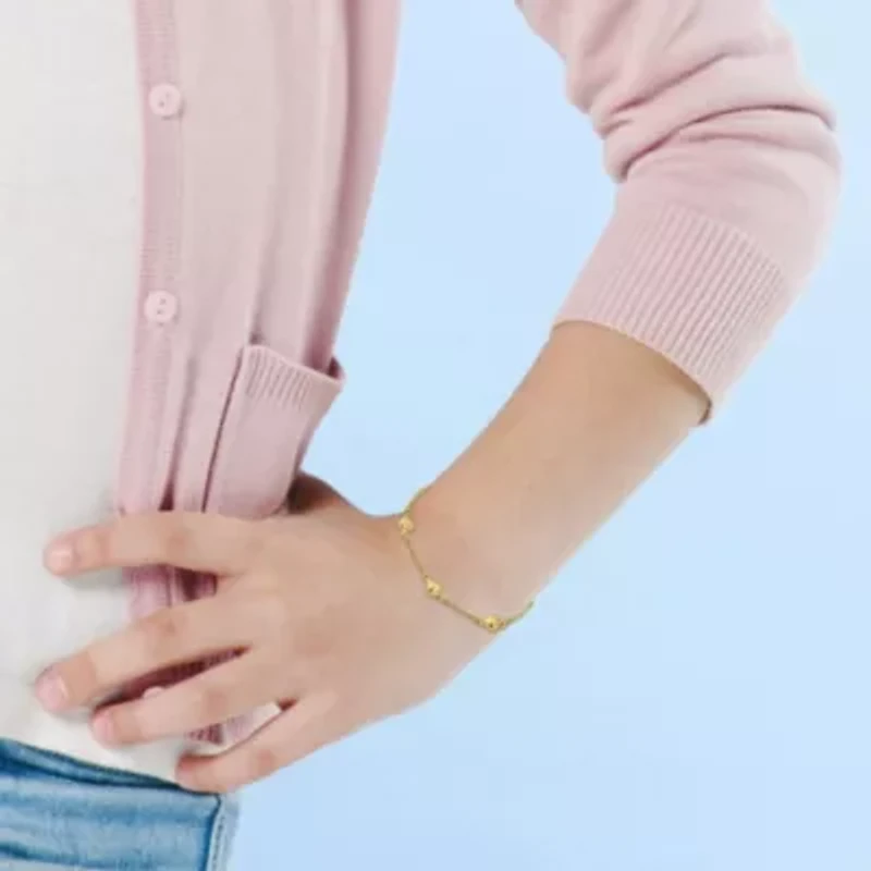 Kid's 2mm Cable Link Heart Bracelet in 14K Yellow Gold - 5.5 In