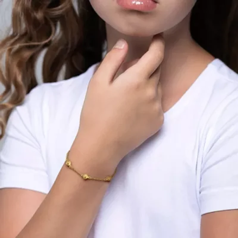 Kid's 2mm Cable Link Heart Bracelet in 14K Yellow Gold - 5.5 In