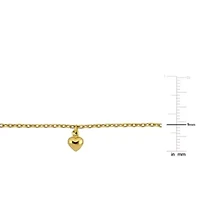 Kid's 1.5mm Cable Link 5 Heart Charm Bracelet in 14K Yellow Gold - 4.5 + 1" Ext.