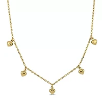 Kid's Five Charm Station Necklace in 14K Yellow Gold - 14"+ 2"ext