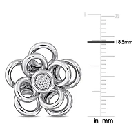 Diamond Flower Earrings in Sterling Silver