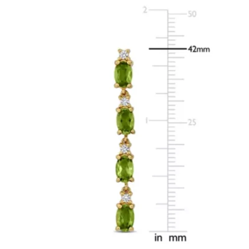 Peridot & White Topaz Earrings in Yellow Plated Sterling Silver