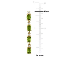 Peridot & White Topaz Earrings in Yellow Plated Sterling Silver