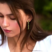 Peridot & White Topaz Earrings in Yellow Plated Sterling Silver