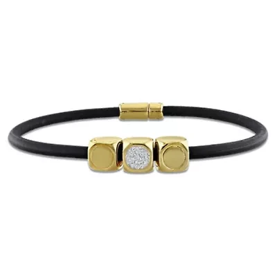 Men's Diamond Bracelet in Yellow Plated Sterling Silver - 8 in