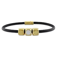 Men's Diamond Bracelet in Yellow Plated Sterling Silver - 8 in