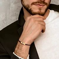 Men's Diamond Bracelet in Yellow Plated Sterling Silver - 8 in