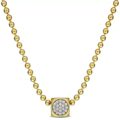 Men's Black Onyx & White Topaz Necklace in Yellow Plated Sterling Silver - 20 in