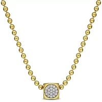 Men's Black Onyx & White Topaz Necklace in Yellow Plated Sterling Silver - 20 in