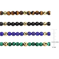 Men's 4-Piece Set Multi Gemstone Stretchable Bracelet in Yellow Plated Sterling Silver