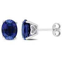 Lab Created Blue Sapphire Earrings in Sterling Silver