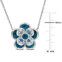 London & Sky Blue Topaz Pendant With Chain in Sterling Silver - 17 in