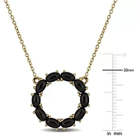 Black Onyx Necklace in Yellow Plated Sterling Silver - 18"+ 2"ext