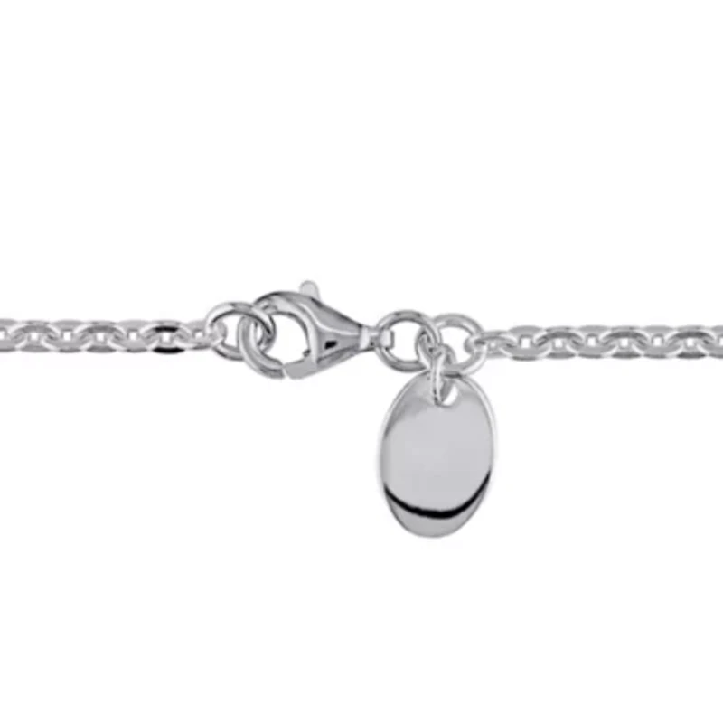 Cross Chain Necklace in Black Enamel Sterling Silver, 18"