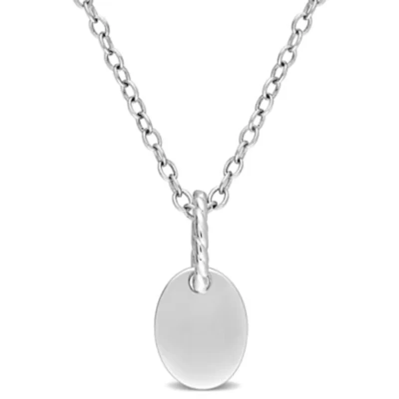 Oval Pendant with Chain in Sterling Silver