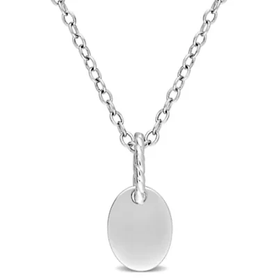 Oval Pendant with Chain in Sterling Silver