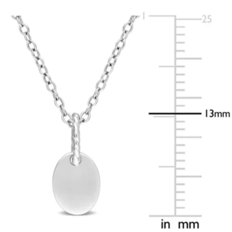 Oval Pendant with Chain in Sterling Silver