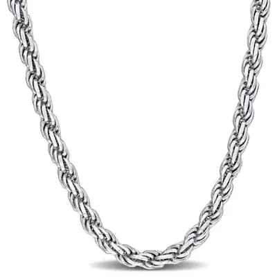 4mm Diamond Cut Rope Chain Necklace in Sterling Silver, 18"