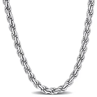 4mm Diamond Cut Rope Chain Necklace in Sterling Silver, 18"