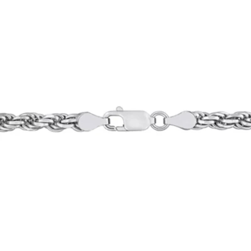 4mm Diamond Cut Rope Chain Necklace in Sterling Silver, 18"