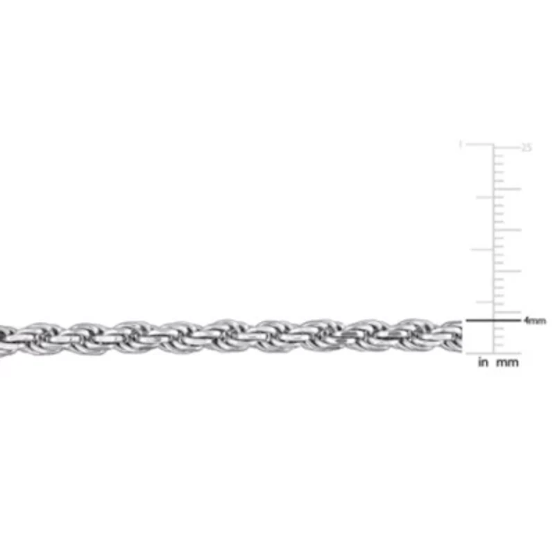 4mm Diamond Cut Rope Chain Necklace in Sterling Silver, 18"
