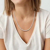 4mm Diamond Cut Rope Chain Necklace in Sterling Silver, 18"