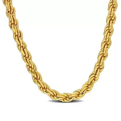 2.9mm Diamond Cut Rope Chain Necklace in Yellow Plated Sterling Silver, 20"