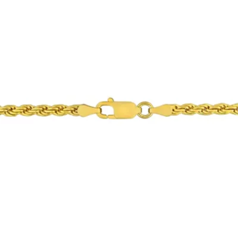 2.9mm Diamond Cut Rope Chain Necklace in Yellow Plated Sterling Silver, 20"