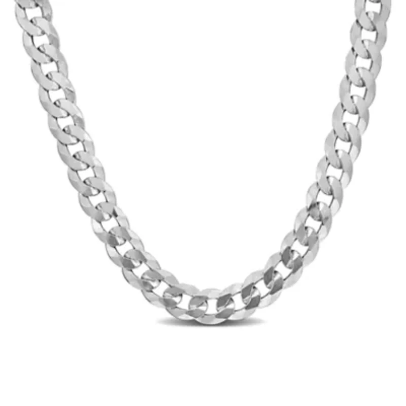 6.1mm Diamond Cut Curb Bevelled Necklace in Sterling Silver, 18"