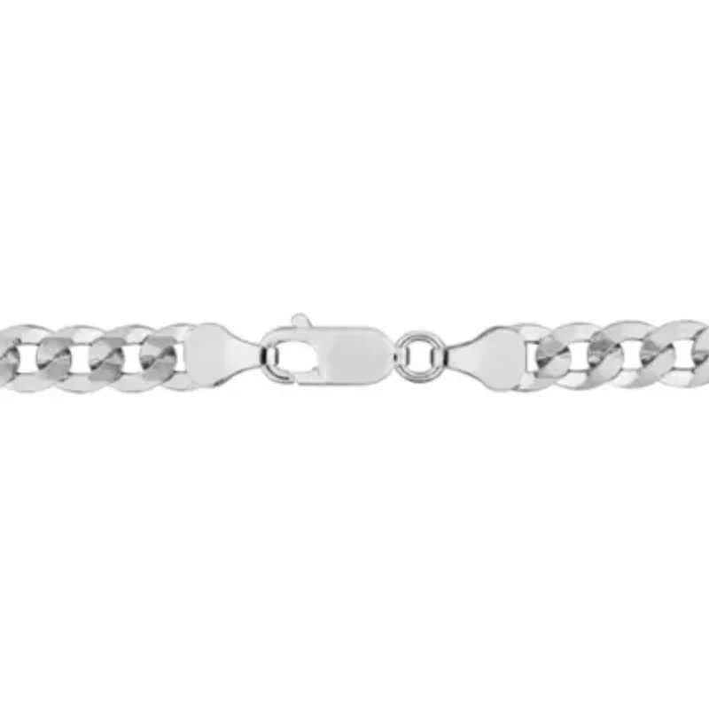6.1mm Diamond Cut Curb Bevelled Necklace in Sterling Silver, 18"