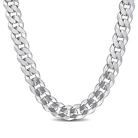 7.5mm Diamond Cut Curb Bevelled Necklace in Sterling Silver, 24"
