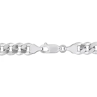 7.5mm Diamond Cut Curb Bevelled Necklace in Sterling Silver, 24"