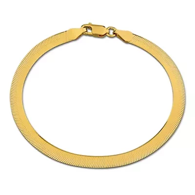 5.35mm Herringbone Bracelet in Yellow Plated Sterling Silver, 7.5"