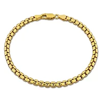 3.70mm Box Link Bracelet in Yellow Plated Sterling Silver, 7.5"