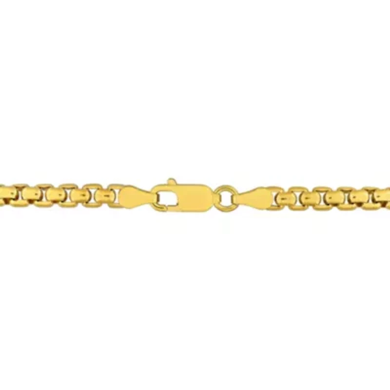3.70mm Box Link Bracelet in Yellow Plated Sterling Silver, 7.5"