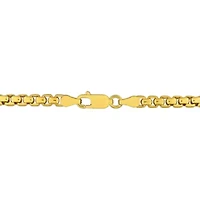 3.70mm Box Link Bracelet in Yellow Plated Sterling Silver, 7.5"