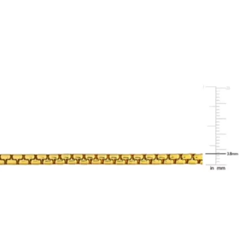 3.70mm Box Link Bracelet in Yellow Plated Sterling Silver, 7.5"